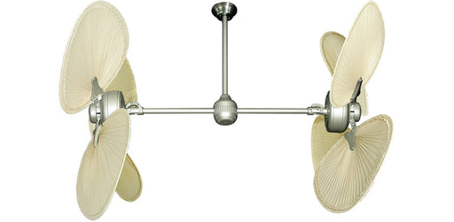 54 inch Twin Star III Double Ceiling Fan with Natural Palm Blades and Antique Brass Motor Finish