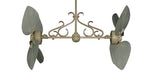 50 inch Twin Star III Double Ceiling Fan - Bombay Brushed Nickel Blades, Driftwood Motor Finish and Decorative Scroll