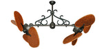 46 inch Twin Star III Double Ceiling Fan - Woven Bamboo Cherry Blades, Oil Rubbed Bronze Motor Finish and Decorative Scroll