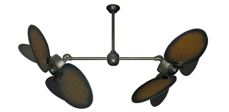 50 inch Twin Star III Double Ceiling Fan - Arbor 950 Dark Walnut Blades, Oil Rubbed Bronze Motor Finish and Decorative