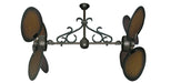 50 inch Twin Star III Double Ceiling Fan - Distressed Walnut Blades, Oil Rubbed Bronze Motor Finish and Decorative Scroll