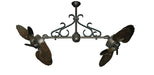 35 inch Twin Star III Double Ceiling Fan -  Arbor 600 Blades, Oil Rubbed Bronze Motor Finish and Decorative Scroll