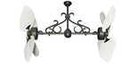 50 inch Twin Star III Double Ceiling Fan - Bombay Pure White Blades, Oil Rubbed Bronze Motor Finish and Decorative Scroll